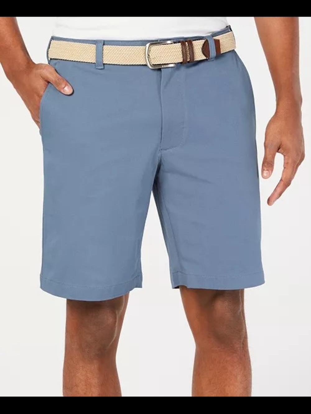 NWT Club Room Men's Light Blue Flat Front Chino Shorts - SIZE 32W 9" INSEAM